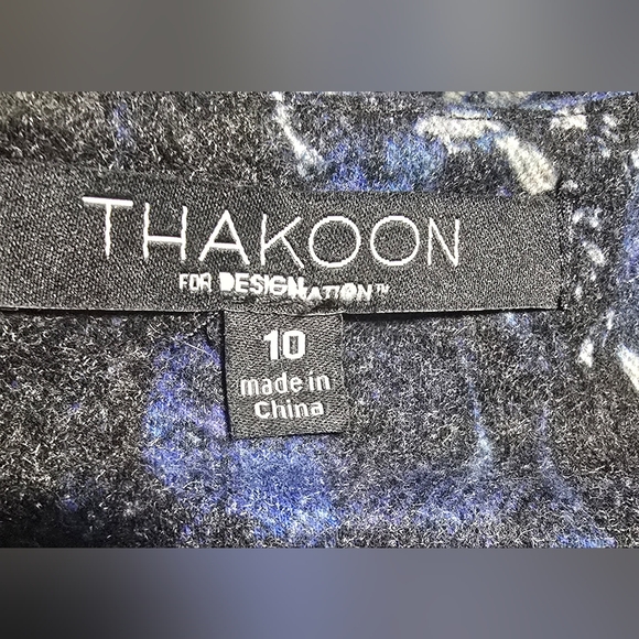 Thakoon Blue Plaid Floral Garden Fit & Flare Sweater Dress/Jumper - Women's 10 - Picture 3 of 7